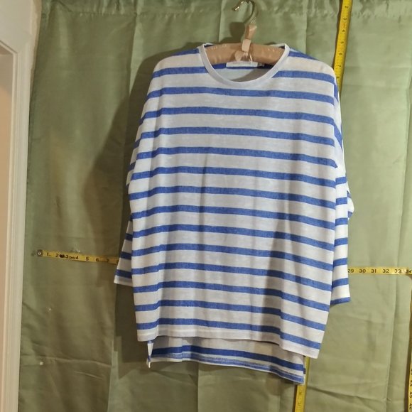 Blue and White Striped Sweater Top by Bishop & Young, size Large - Picture 2 of 12